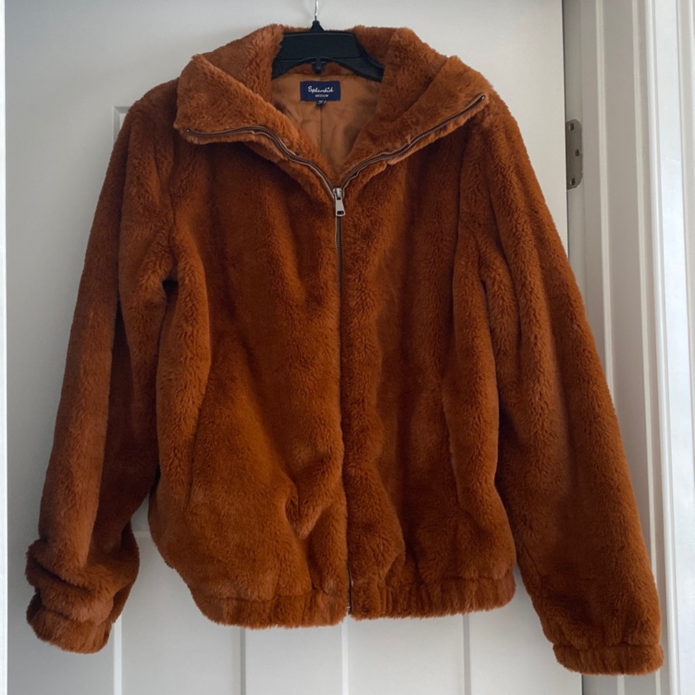 Splendid Rust Faux Fur Bomber Jacket